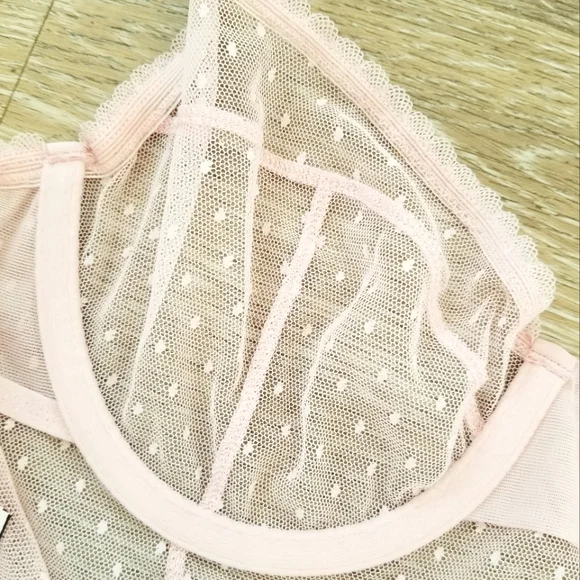 Victoria's Secret Very Sexy Pink Sheer Mesh Lace Garter Lingerie Dress NWT - Picture 10 of 12